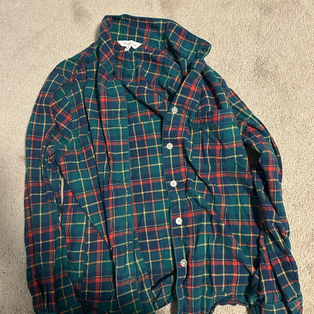 24/7 Comfort Apparel Plaid Blouse - Green and Red